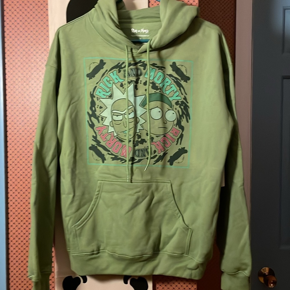 NWT Green Rick and Morty Hoodie Sweatshirt